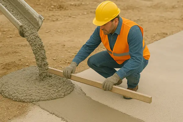 a male concrete worker adding cement to a walkway from TMK Concrete Contractor in Cedar Park, TX - Cedar Park TX