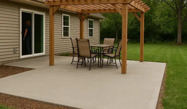 a concrete patio with a pergola from TMK Concrete Contractor in Leander, TX - Concrete footings