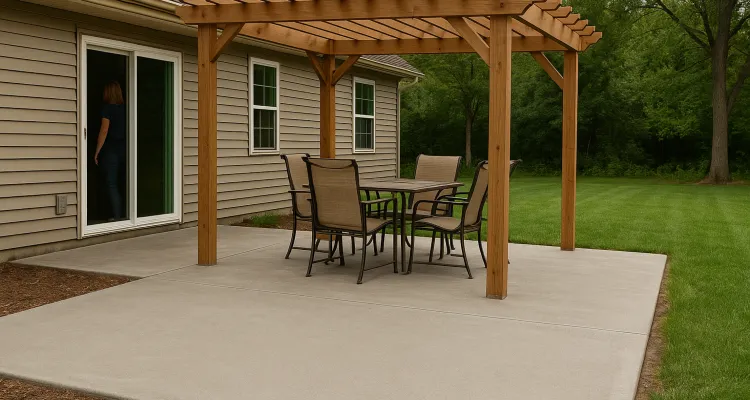 a concrete patio with a pergola from TMK Concrete Contractor in Leander, TX - Concrete footings