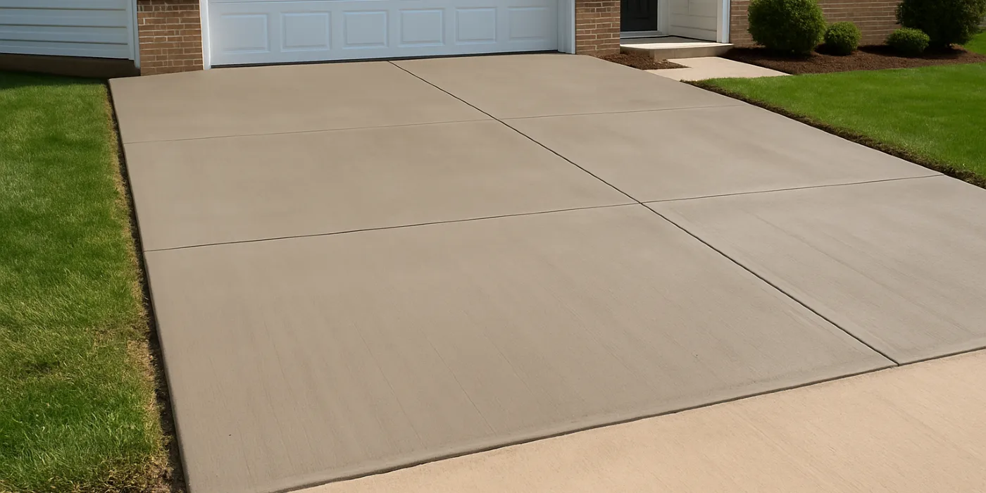 a brand new concrete driveway from TMK Concrete Contractor in Leander, TX - Concrete parking lot building