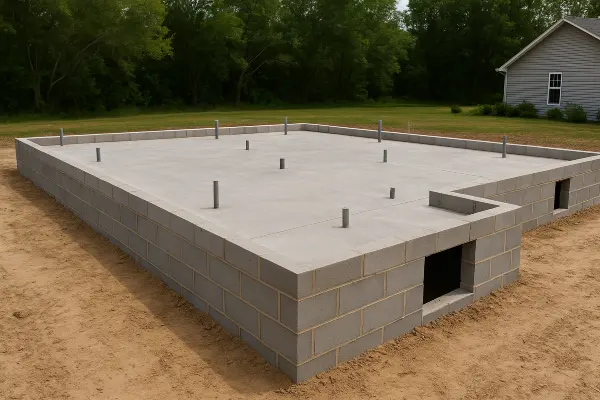 a finished concrete foundation for a new house from TMK Concrete Contractor in Leander, TX - Concrete Patios