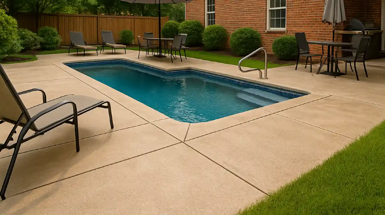 a swimming pool concrete deck from TMK Concrete Contractor in Leander, TX - Concrete resurfacing