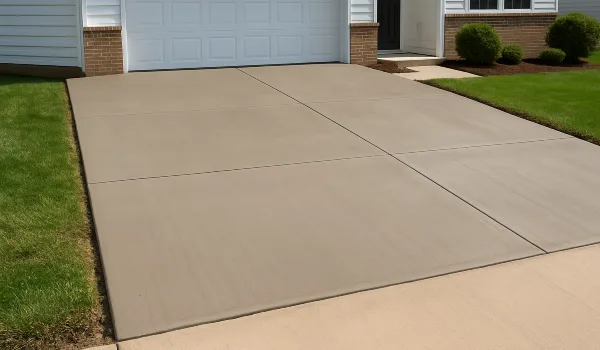 a brand new concrete driveway from TMK Concrete Contractor in Leander, TX - Concrete Sealing