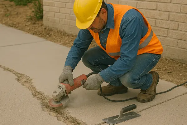 a male worker repairing a sidewalk from TMK Concrete Contractor in Leander, TX - Concrete Slabs