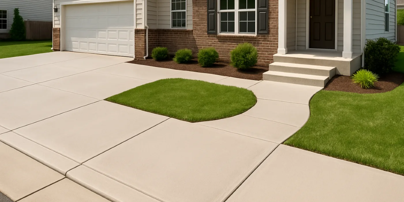 a concrete porch and sidewalk from TMK Concrete Contractor in Leander, TX - Decorative Concrete
