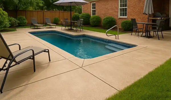 a swimming pool concrete deck from TMK Concrete Contractor in Pflugerville, TX - Pflugerville TX