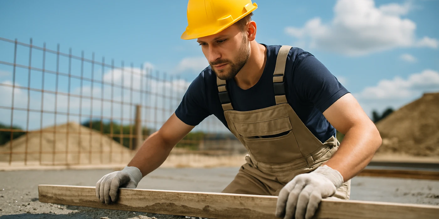 a male concrete worker spreading fresh cement on rebared ground from TMK Concrete Contractor in Leander, TX - Stamped concrete services a male concrete worker spreading fresh cement on rebared ground from TMK Concrete Contractor in Leander, TX - Stamped concrete services
